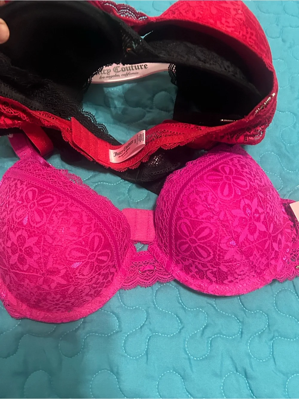 Juicy Couture Women's Black, Red & Pink Lace Push-Up Bras - 3-Pack